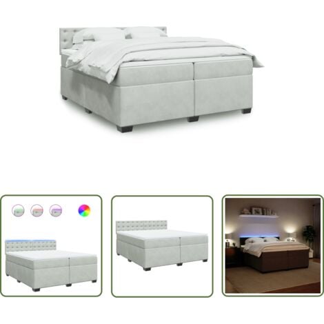 VidaXL Boxspringbett 200x200cm Samt Dunkelgrau - Mit LED, Taschenfederkern & Matratzenauflage