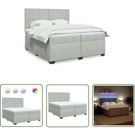 VidaXL Boxspringbett 160x200 Cm Hellgrau - Mit Matratze & Auflage