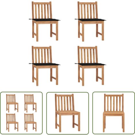 The Living Store Gartenstühle 4 Stk. mit Kissen Massivholz Teak - Gartensessel - Gartenmöbel - Outdoormöbel - Teakholz Gartenmöbel - Esszimmerstühle (1/5)