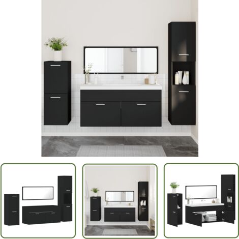 VidaXL Badezimmermöbel Set 3-teilig Schwarze Eiche - Waschtischschränke Mit Stauraum