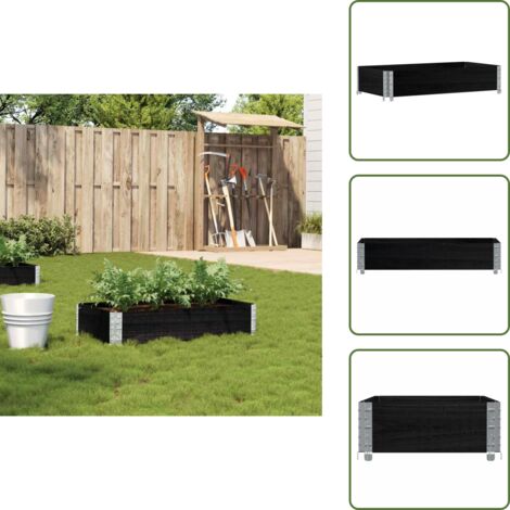 The Living Store Pflanzkasten Schwarz 100x50 cm Massivholz Kiefer -  Hochbeet - Holzhochbeet - Pflanzenbehlter - Gartenmbel - Balkonpflanzen