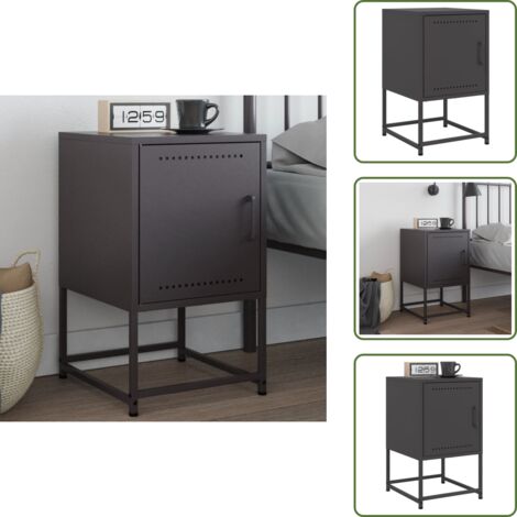 The Living Store Nachttisch Schwarz 36x39x60,5 cm Stahl - Industrielles Design - Nachttisch - Beistelltisch - Schreibtisch - Metallgestell (1/5)
