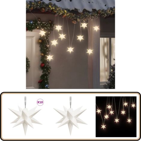LED-Weihnachtsstern mit 10 LEDs Wei 10 cm - LED Sterne - Weihnachtsdeko -  Lichterkette - Sternlicht - Outdoor Beleuchtung