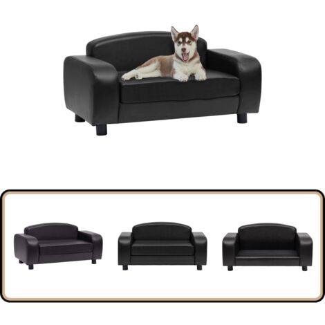 Mypado Hundebett Dreamy In Kunstleder Schwarz – Weiches Hundesofa Mit Hohen Rändern In 3 Größen (M, L, XL)