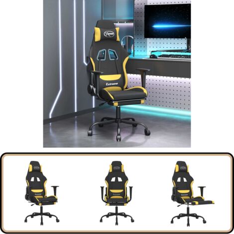 Gaming-Stuhl mit Massage & Fußstütze Schwarz und Gelb Stoff - Gaming Stuhl - Gamer Chair - Bürostuhl - Schreibtischstuhl - Ergonomischer Stuhl (1/5)