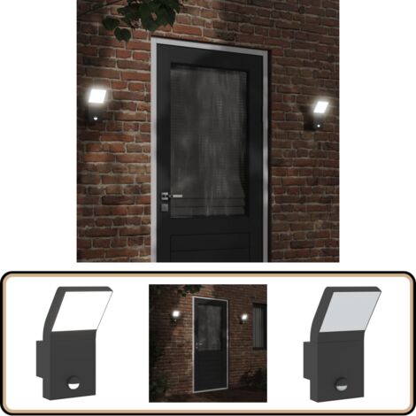 Auraglow Außenwandlampe Mit PIR-Bewegungsmelder & LED - Schwarz, IP54, 385 Lumen