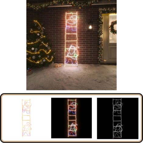 LED-Lichterkette Weihnachtsmann Auf Leiter – 3 M X 0,3 M, 8 Modi, IP44 Wasserdicht, Für Drinnen & Draußen