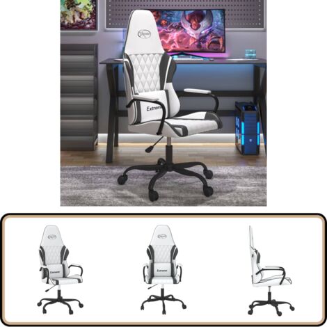 Gaming-Stuhl mit Massagefunktion Weiß und Schwarz Kunstleder - Gaming-Stuhl - Gamer Chair - Bürostuhl - Schreibtischstuhl - Ergonomischer Stuhl (1/5)
