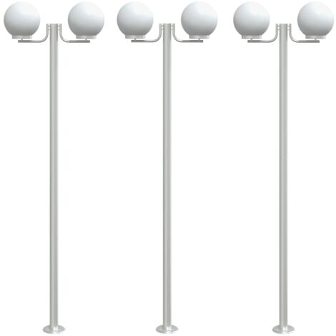Außenlampe Wegeleuchte Stehlampe Edelstahl Silber Gartenlampe 3 Flammig