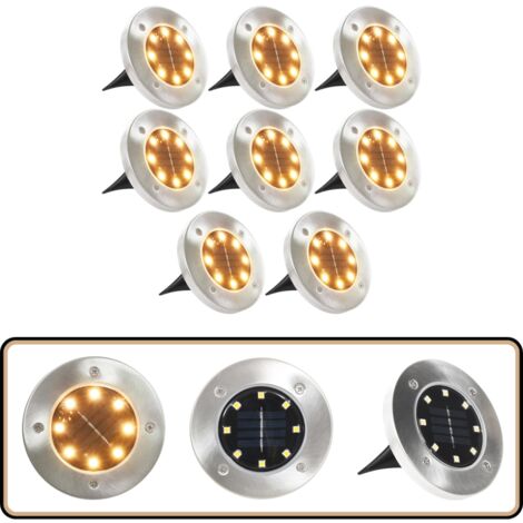 Solar-Bodenleuchten 8 Stk. LED Warmweiß - Solarlaternen - Outdoor Beleuchtung - Gartenbeleuchtung - LED Lichterkette - Wasserdichte Laterne (1/5)