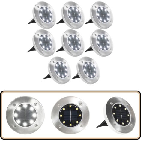 Solar-Bodenleuchten 8 Stk. LED Weiß - Solarlaternen - Outdoor Beleuchtung - Gartenbeleuchtung - LED Lichterkette - Wasserdichte Laterne (1/5)