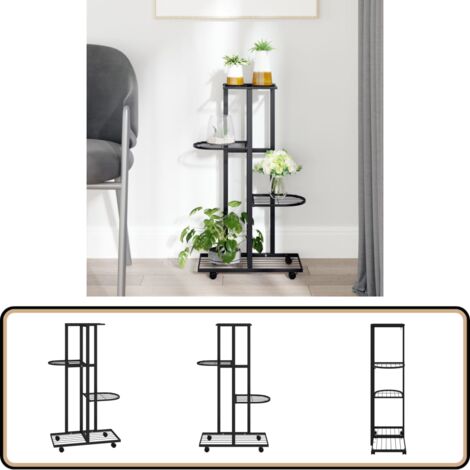 Pflanzenständer 4-etagig, Rund, Schwarz – Platzsparende Blumenregal Für Balkon & Wohnzimmer