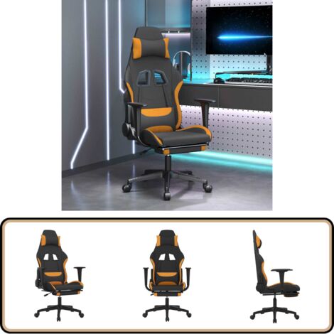 Gaming-Stuhl mit Massage & Fußstütze Schwarz und Orange Stoff - Gaming-Stuhl - Gamer Chair - Bürostuhl - Schreibtischstuhl - Ergonomischer Stuhl (1/5)