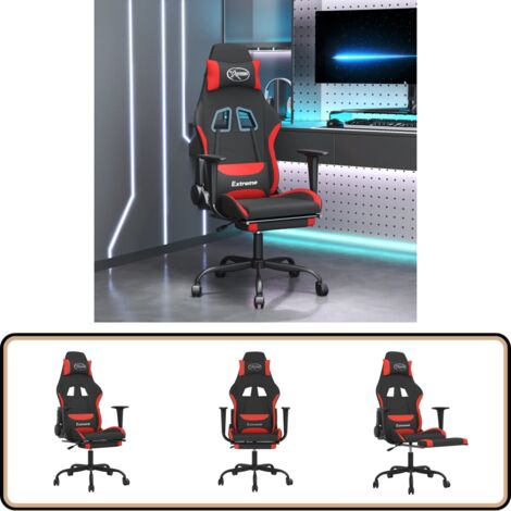 Gaming-Stuhl mit Massage & Fußstütze Schwarz und Rot Stoff - Gaming-Stuhl - Gamer Chair - BürostuhI - Schreibtischstuhl - Ergonomischer Stuhl (1/5)