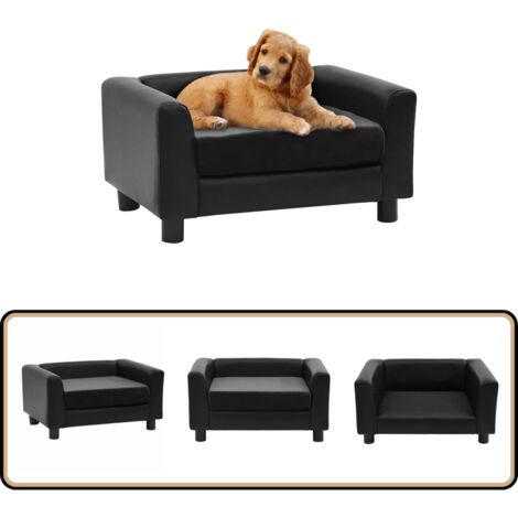 Mypado Hundebett Dreamy In Kunstleder Schwarz – Weiches Hundesofa Mit Hohen Rändern In 3 Größen (M, L, XL)