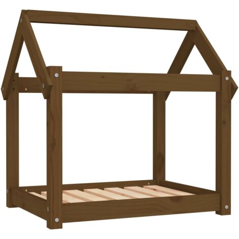 Hundebett Honigbraun 71x55x70 cm Massivholz Kiefer - Hundebett - Hunde Bett - Holz Hundebett - Kiefernholz Hundebett - Tierbetten
