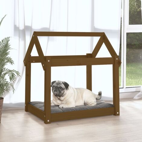Hundebett Honigbraun 71x55x70 cm Massivholz Kiefer - Hundebett - Hunde Bett - Holz Hundebett - Kiefernholz Hundebett - Tierbetten