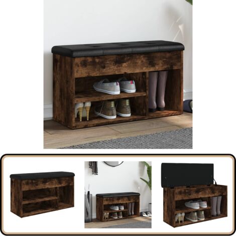 The Living Store Schuhbank Räuchereiche 102x42x45 Cm Holzwerkstoff Truhen Flurbanke 83524918