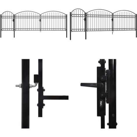 Gartentor Metall 100x125cm - Schwarz Mit Gewölbter Spitze & Sicherheitsschloss