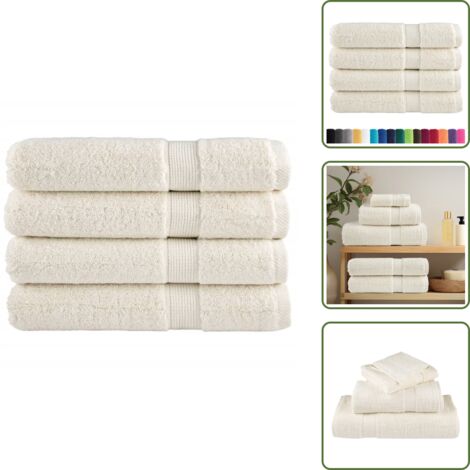The Living Store Premium-Saunatücher SOLUND 4 Stk. Cremeweiß 80x200 cm 600 g/m² - Saunatücher - Badeset - Wellness - Baumwollhandtuch - Cremefarbenes Handtuch