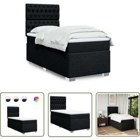 The Living Store Boxspringbett mit Matratze Schwarz 80x200 cm Stoff - Boxspringbett - Doppelbett - Bettgestell - Kopfteil - LED Beleuchtung (1/5)