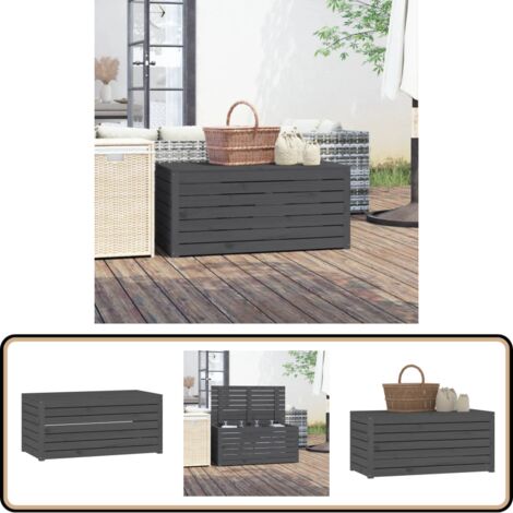 Gartenbox Grau 101x50,5x46,5 cm Massivholz Kiefer - Gartenbox - Holz Gartenbox - Outdoor Box - Lagerbox - Werkzeugkasten (1/5)