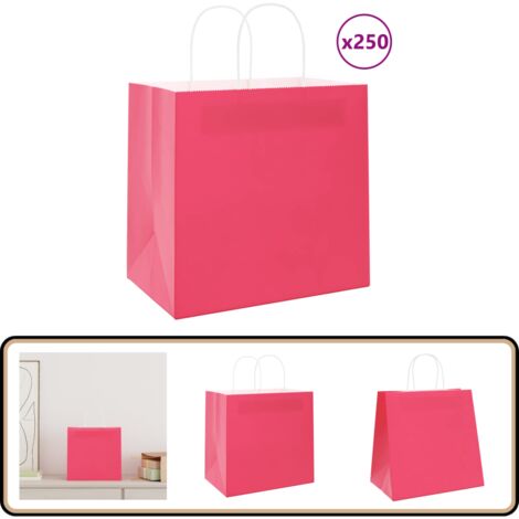 vidaXL Papiertragetaschen 250 Stk. mit Henkeln Rosa 54x15x49 cm (1/5)