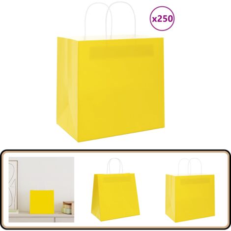 vidaXL Papiertragetaschen 250 Stk. mit Henkeln Gelb 26x17x25 cm (1/5)