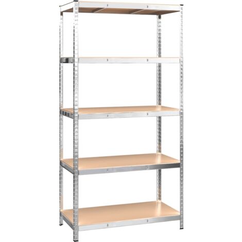 Lagerregal mit 5 Böden Silbern Stahl & Holzwerkstoff - Lagerregal ...