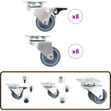 50mm Möbelrollen Mit Bremse - 4er Set, Transparent, Für Schränke, Regale, Waschmaschinen