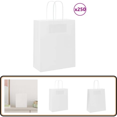 vidaXL Papiertragetaschen 250 Stk. mit Henkeln Weiß 18x8x22 cm (1/5)