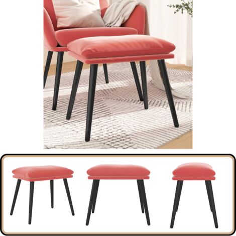 Sessel Mit Hocker Rosa Fußhocker Rosa 45x29,5x35 cm Samt - Samtsessel - Rosa Sessel - Hocker ...