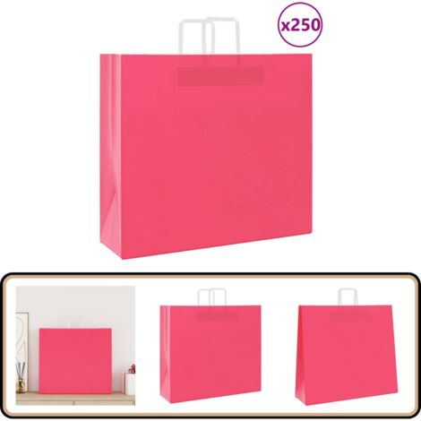vidaXL Papiertragetaschen 250 Stk. mit Henkeln Rosa 54x15x49 cm (1/5)