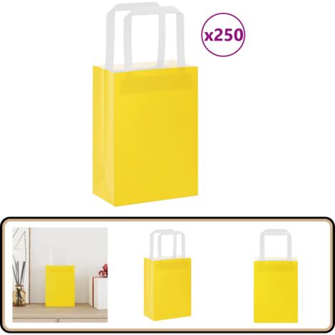 vidaXL Papiertragetaschen 250 Stk. mit Henkeln Gelb 15x8x21 cm (1/5)