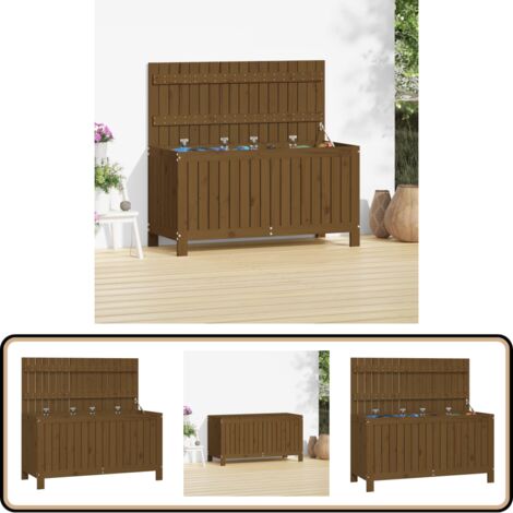 Gartentruhe Honigbraun 115x49x60 cm Massivholz Kiefer - Gartentruhe - Gartenaufbewahrung - Holzkiste - Kiefernholz - Outdoor Möbel (1/5)