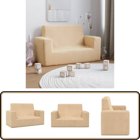 Plüsch Kindersofa 2-in-1 Faltbar - Vom Sessel Zum 120cm Schlafsofa In Rosa