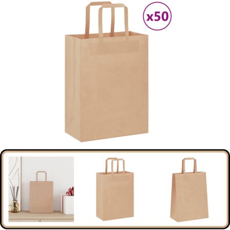 vidaXL Papiertragetaschen 50 Stk. mit Henkeln Braun 21x11x28 cm (1/5)