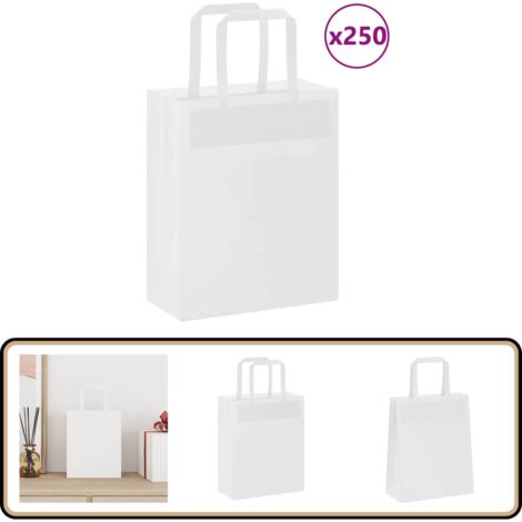 vidaXL Papiertragetaschen 250 Stk. mit Henkeln Weiß 18x8x22 cm (1/5)