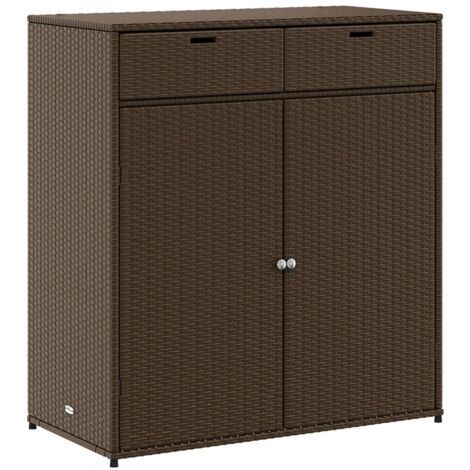 Gartenschrank Braun 105x55x113 cm Poly Rattan - Outdoor-Schrank ...