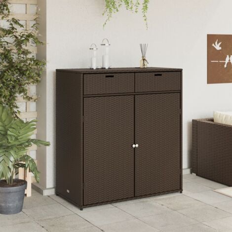 Gartenschrank Braun 105x55x113 cm Poly Rattan - Outdoor-Schrank ...