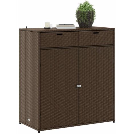 Gartenschrank Braun 105x55x113 cm Poly Rattan - Outdoor-Schrank ...