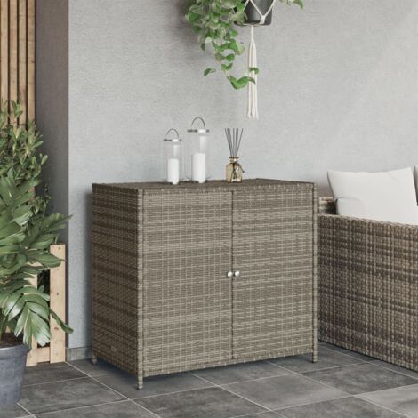 Gartenschrank Grau 83x45x76 cm Poly Rattan - Outdoor-Schrank ...