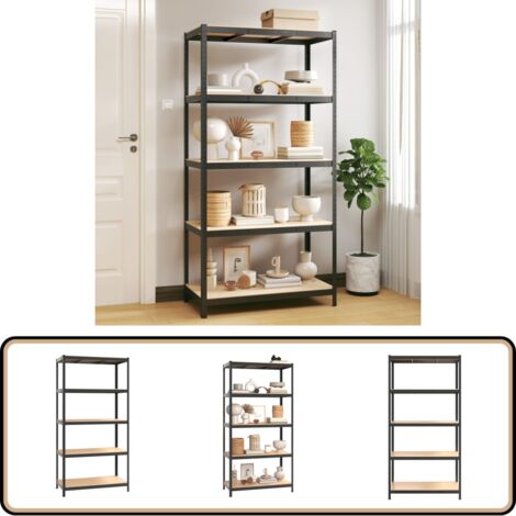 Lagerregal mit 5 Böden Anthrazit Stahl & Holzwerkstoff - Lagerregal ...