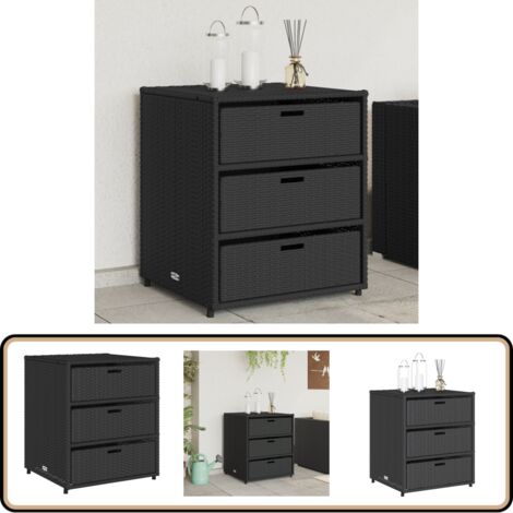Gartenschrank Schwarz 55x59x69 cm Poly Rattan - Outdoor-Schrank ...