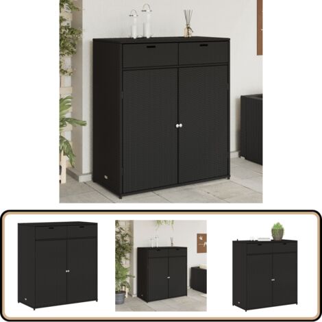 Gartenschrank Schwarz 55x55x111 Cm Poly Rattan | Au Produktbild-Vorschau 9