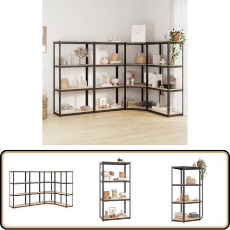 Regale mit 4 Böden 4 Stk. Anthrazit Stahl & Holzwerkstoff - Lagerregal ...
