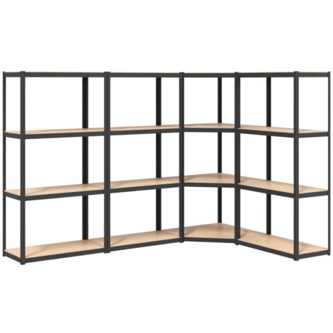 Regale mit 4 Böden 4 Stk. Anthrazit Stahl & Holzwerkstoff - Lagerregal ...