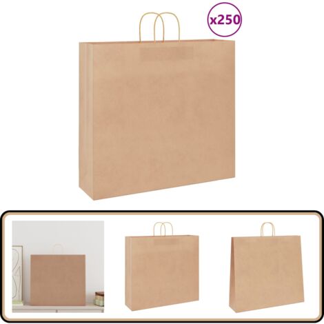 vidaXL Papiertragetaschen 250 Stk. mit Henkeln Braun 54x15x49 cm (1/5)
