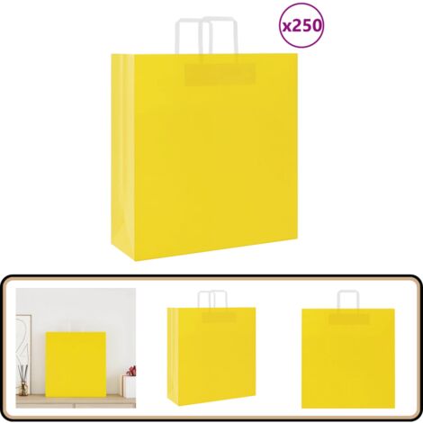 vidaXL Papiertragetaschen 250 Stk. mit Henkeln Gelb 45x17x48 cm (1/5)