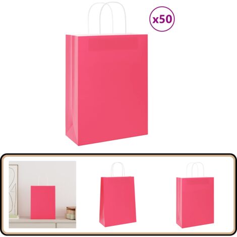 vidaXL Papiertragetaschen 50 Stk. mit Henkeln Rosa 26x12x35 cm (1/5)